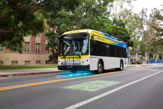 a future in-road electric charging system underneath an electric BruinBus