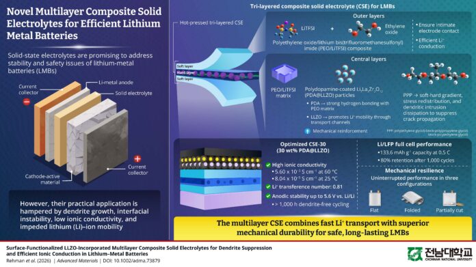infographic tri-layer composite solid electrolyte lithium metal batteries